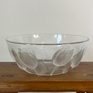 Vintage Teleflora Etched Tulip Glass Bowl